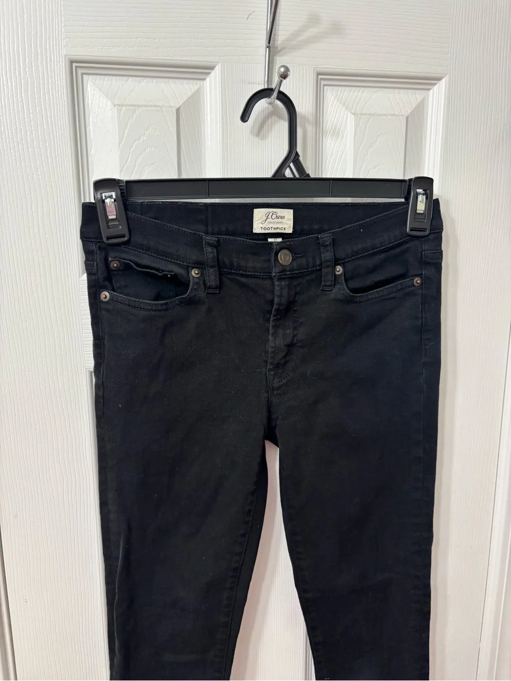 J.Crew Toothpick Mid Rise Skinny Jeans Black Stretch Denim Size 27